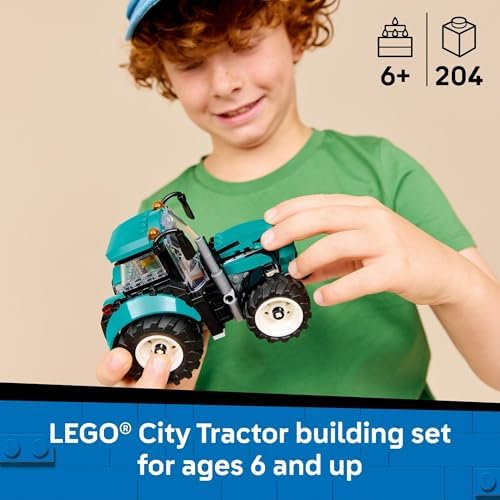 4198005TdLL._AC_SL1500_.jpg LEGO City Tractor Building Toy for Kids - Pretend Play Farm Vehicle for Boys & Girls, Ages 7+ - Tractor Toy W/Farmer Minifigure - Gift Idea for Birthdays - 60498 - Image 2