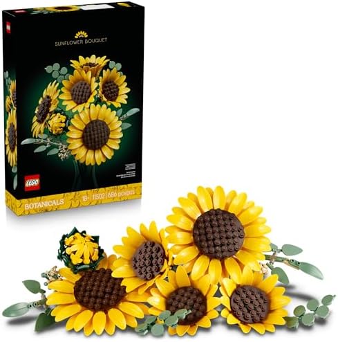LEGO Botanicals Sunflower Bouquet Building Set for Adults, Ages 18+ – Gift for Birthdays – Artificial Flowers for Home Office, Bedroom or Desk Decor – 11502
