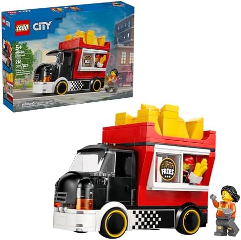 51bMrA3sogL._AC_SL1500_.jpg LEGO City Fries Food Truck Building Toy for Kids - Pretend Play Truck Toy for Boys & Girls, Ages 5+ - Mobile Restaurant Playset W/2 Minifigures & Detachable Kiosk - Gift Idea for Birthdays - 60488