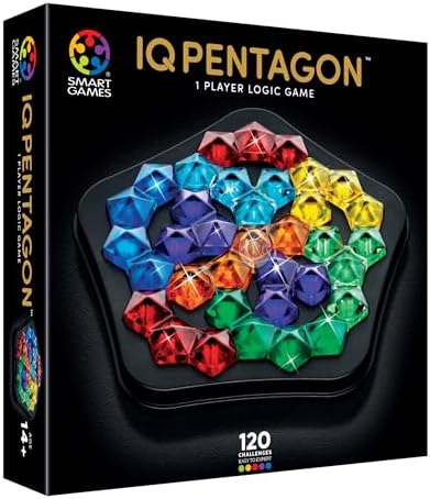 51x7KGQYu8L._AC_SL1500_.jpg SmartGames IQ Deluxe: Pentagon - The New IQ Series from Featuring 120 Challenges in a Deluxe Travel Case for Ages 14 - Adult