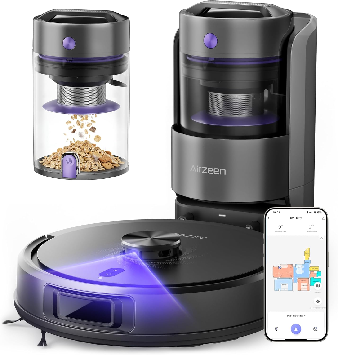 810tJF5BadL._AC_SL1500_.jpg Robot Vacuum and Mop, Upgraded Bagless Robot Vacuum Cleaner with Self-Emptying, 6000Pa Robotic Vacuum with LiDAR Navigation, Smart Mapping, Schedule, App/Alexa Control for Carpet/Pet Hair, Q20 Ultra